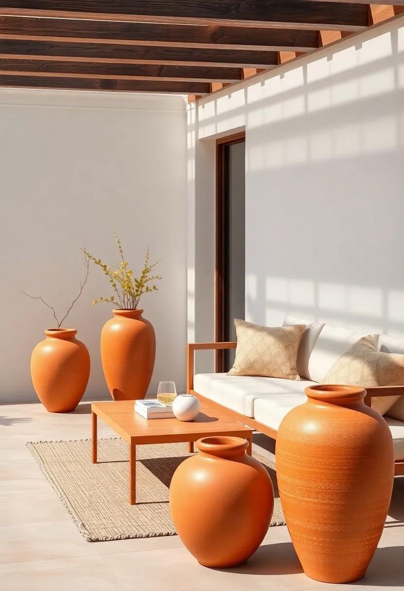transforming Outdoor Spaces with Terracotta Vases and Striking ‌Gold Touches