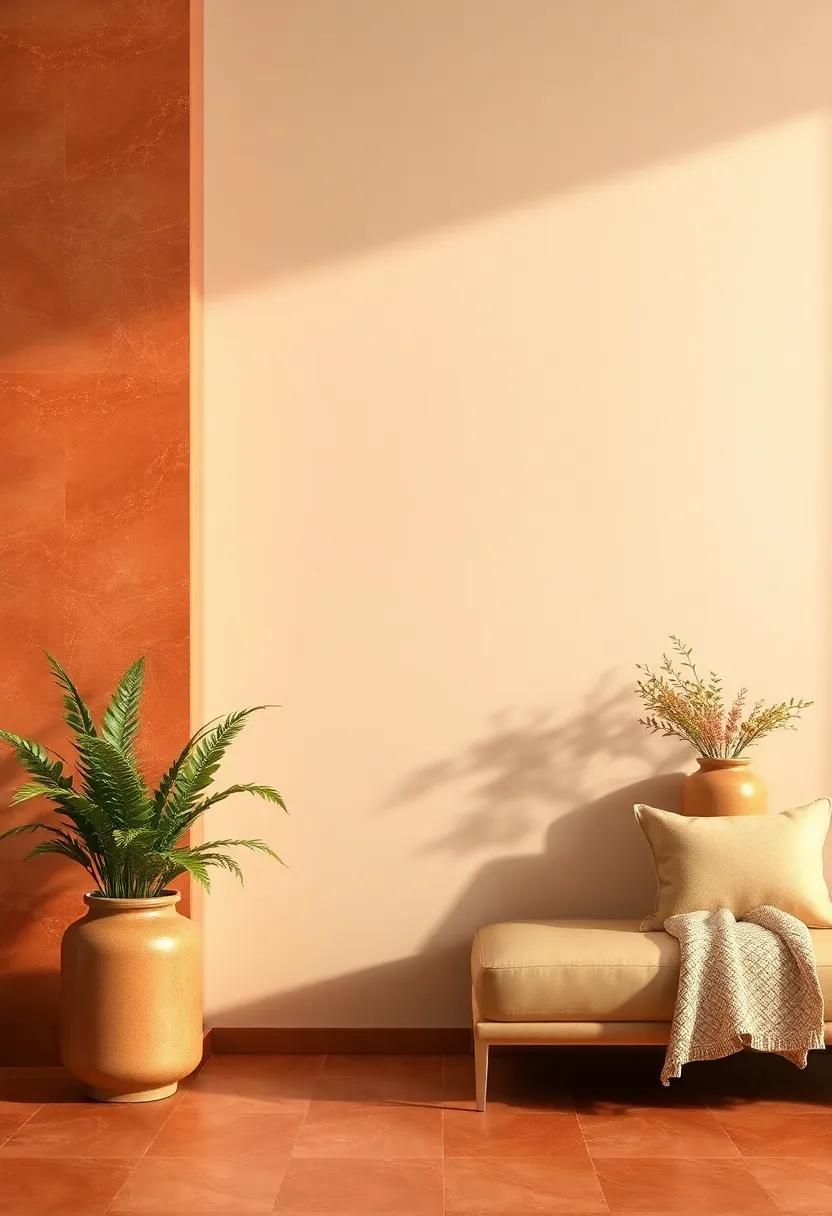 Mixing‍ Textures:‌ Harmonizing Smooth Gold Finishes with Rustic Terracotta