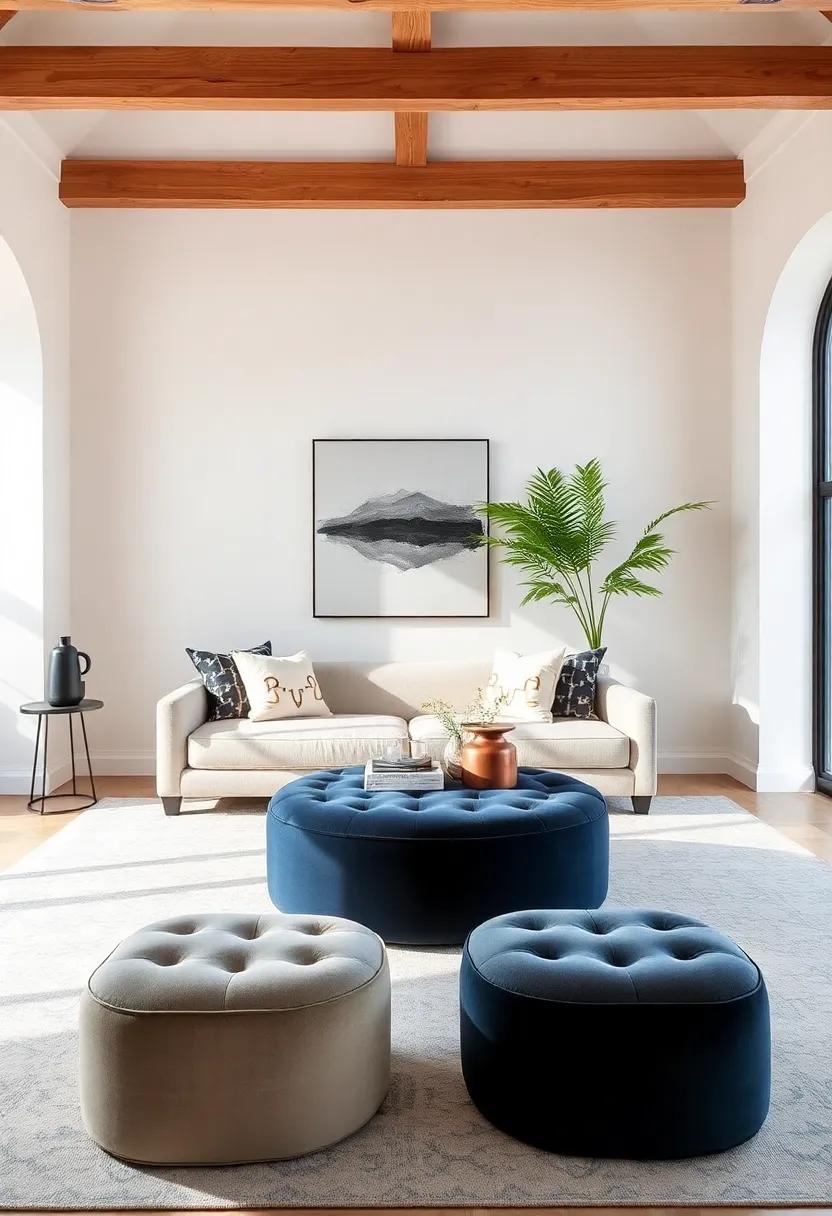 Statement Pieces: Velvet ⁤Ottomans ⁣as ⁣Focal Points in Design