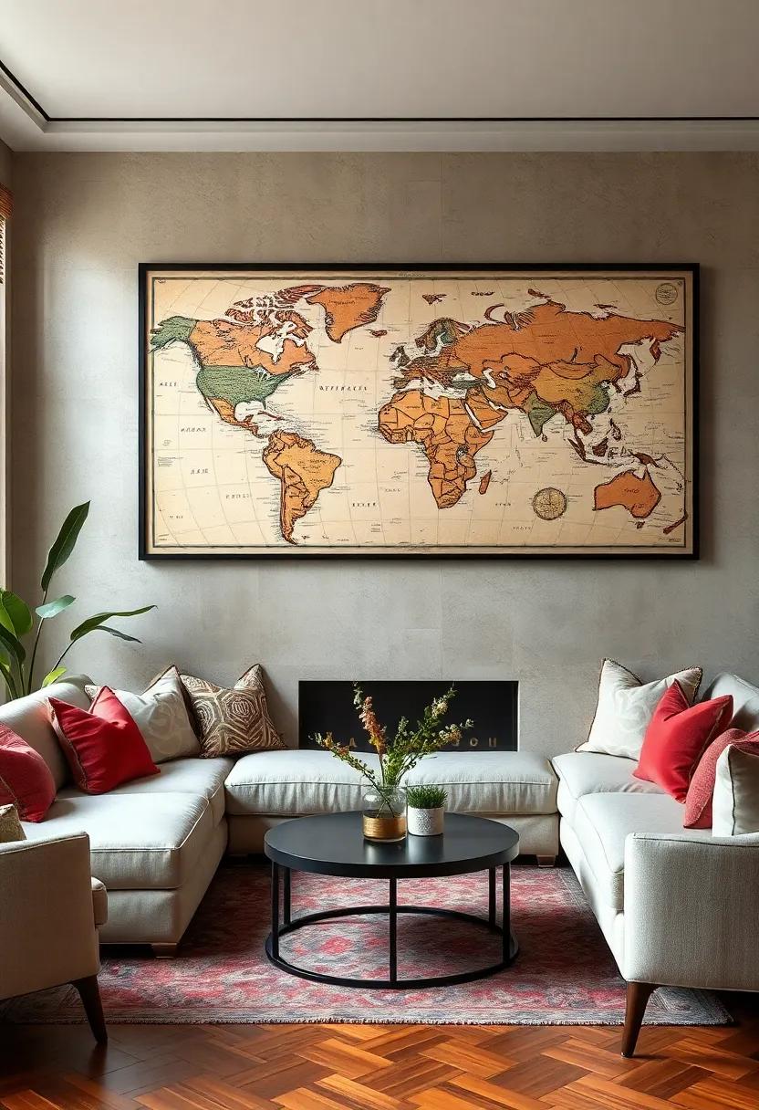 Framed Vintage Maps: Infuse history into your decor with framed vintage maps that tell a story and add a sense of adventure