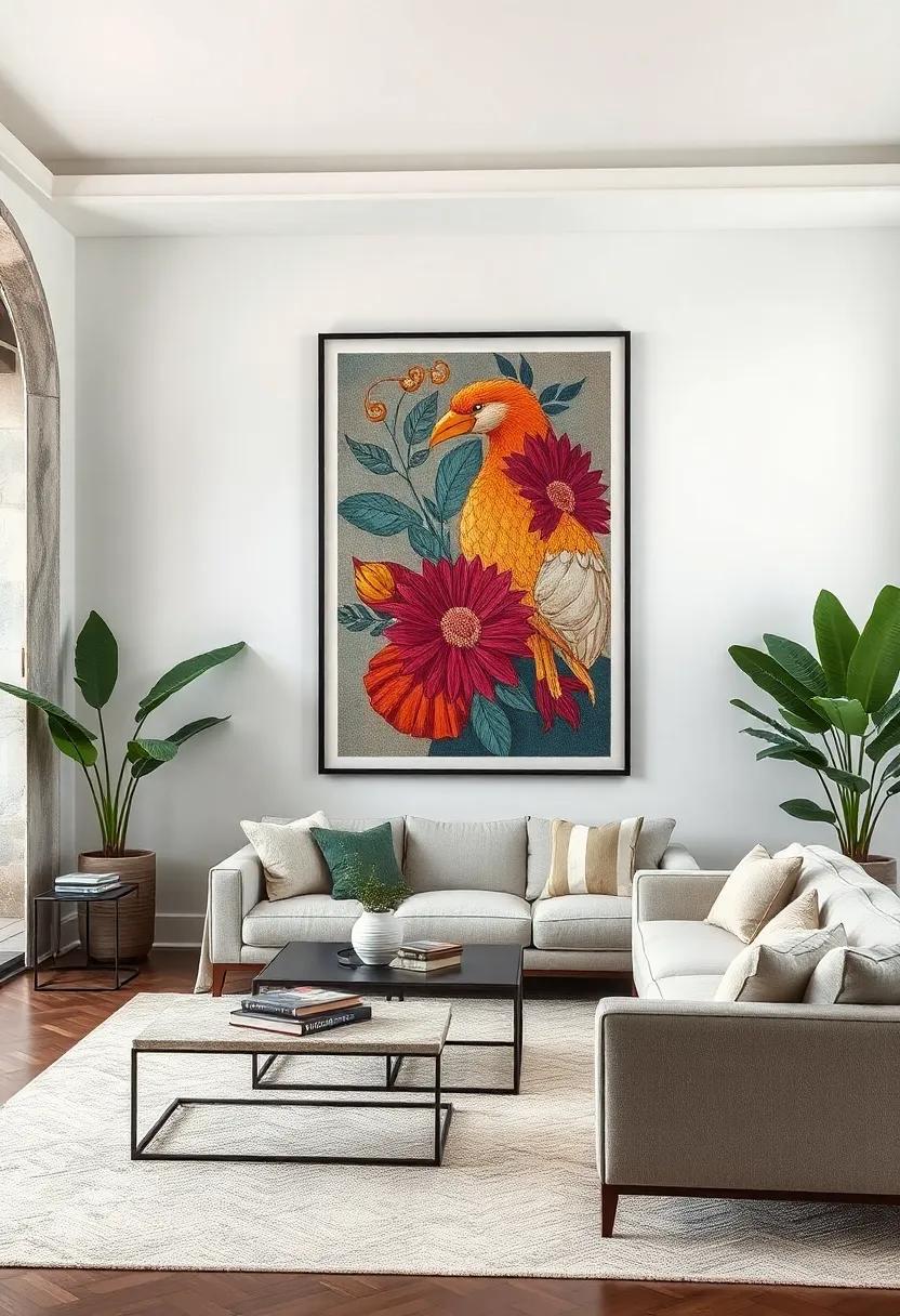 Framed Textile Art: Showcase unique textile art,such as quilting or embroidery,that adds a tactile element and warmth to your aesthetic