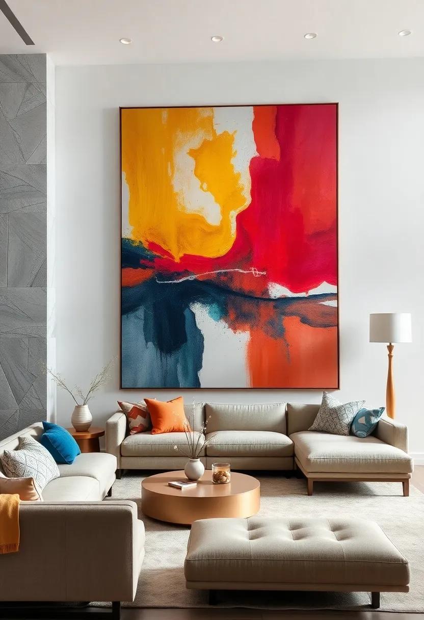 Oversized Abstract Paintings: Transform any wall into a stunning focal point with large-scale abstract art that showcases vibrant colors and dynamic shapes