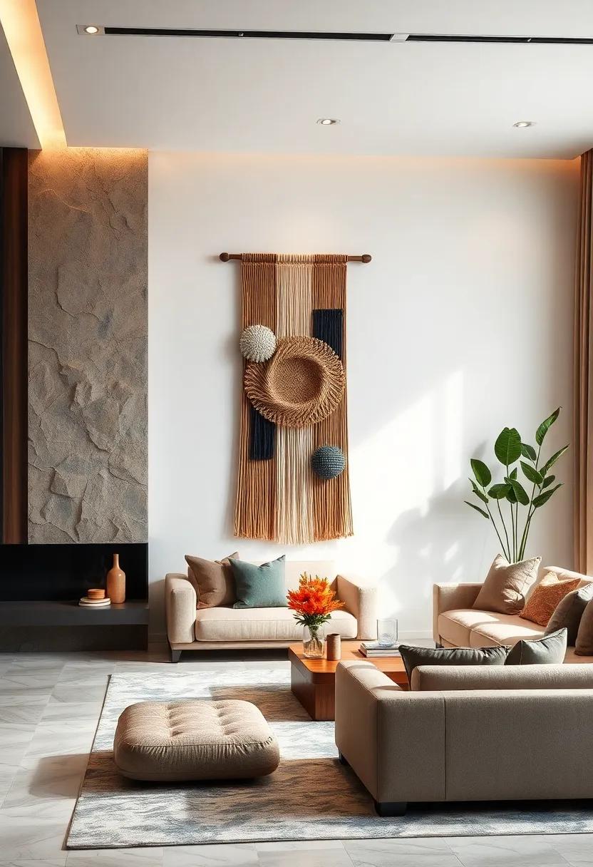Textured wall Hangings: Add depth and intrigue to your space with three-dimensional wall hangings made of woven textiles, wood, or metal