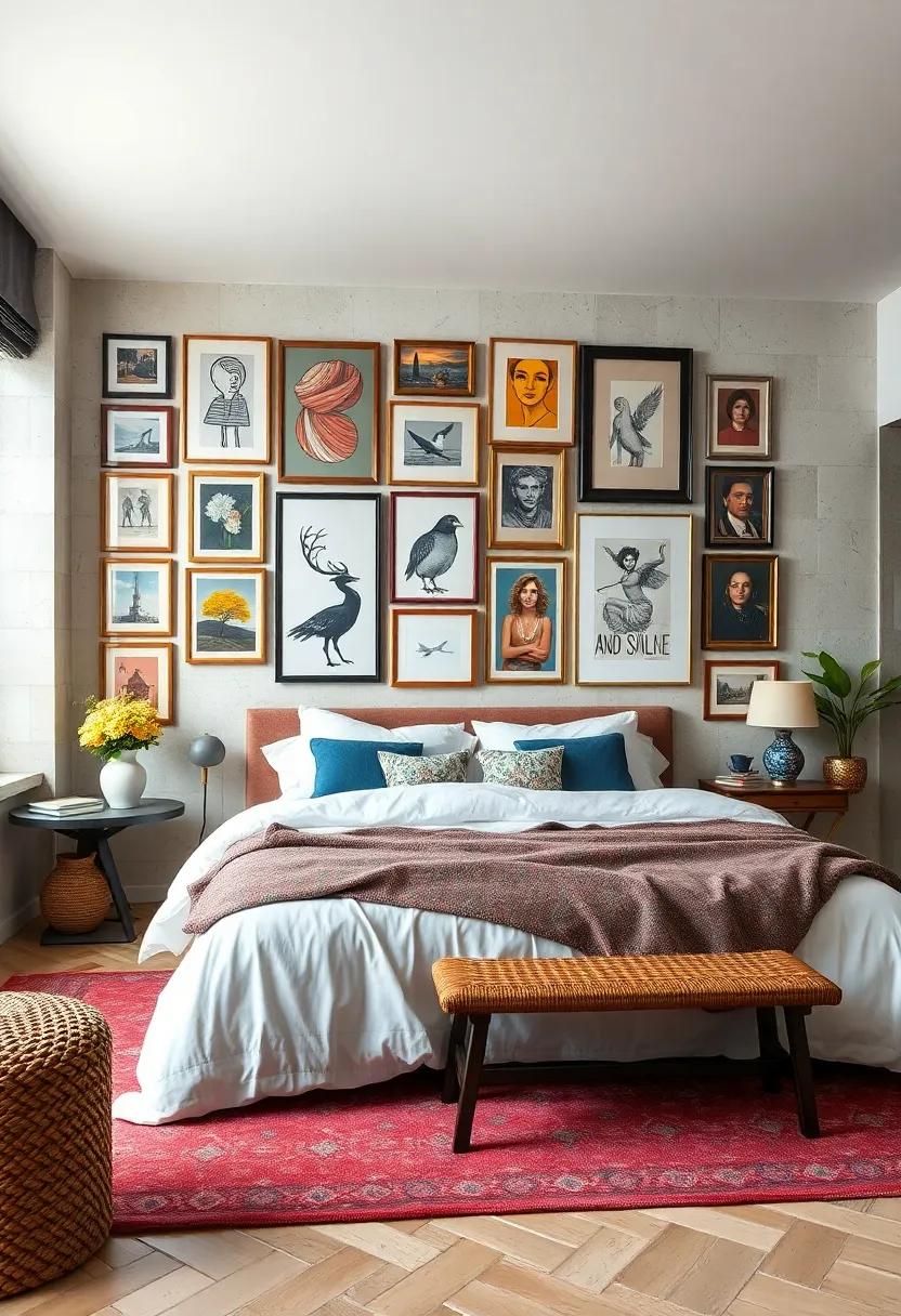 Gallery Wall: Curate a collection of art, photos, and prints in different sizes and frames for a dynamic display