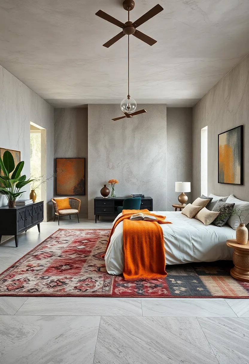 Layered Rugs: Combine different rugs to create depth, warmth, and unique focal points underfoot