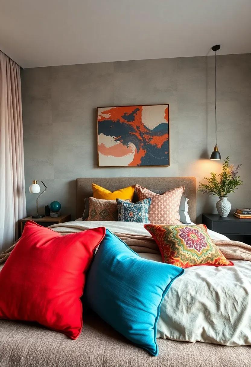 Vibrant Throw Pillows: Layer various textures and patterns for maximum comfort and visual intrigue