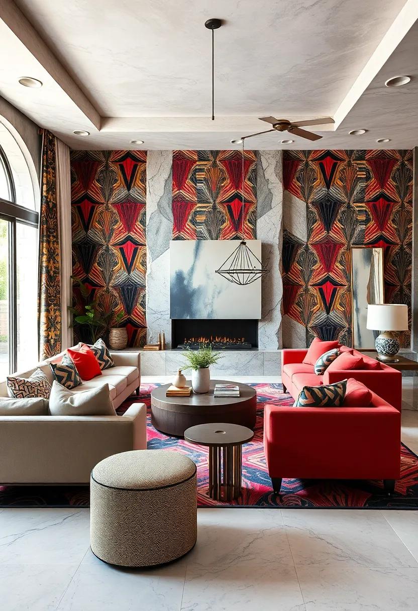 Dive ⁤into a dazzling space that juxtaposes vivid geometric⁣ prints​ with eclectic furniture, creating a ⁣visual feast that captivates⁣ the‍ eye