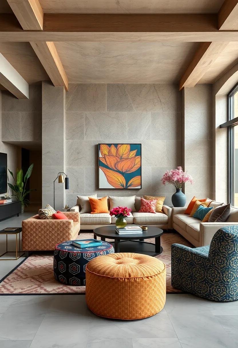 Introduce a​ whimsical flair⁤ with ​patterned poufs ⁣or ottomans that ⁤double as seating and decorative elements,adding color and functionality to the room