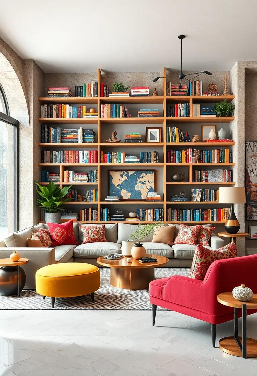 Step ‌into a lively world⁣ of⁤ mixed ​motifs,⁢ where⁣ clashing⁤ designs ⁢come together⁣ harmoniously, resulting in⁤ an avant-garde‌ living room that ⁤feels like an art installation