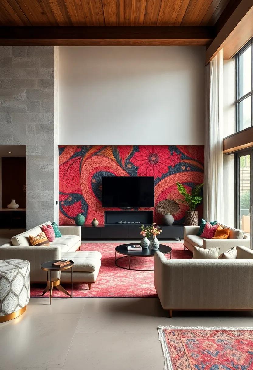 Highlight ‌an accent ⁤wall painted‍ in ‌a vibrant ‌hue, balancing the⁣ busy patterns ‍elsewhere in the room‌ while establishing a ‌strong⁣ design‍ anchor