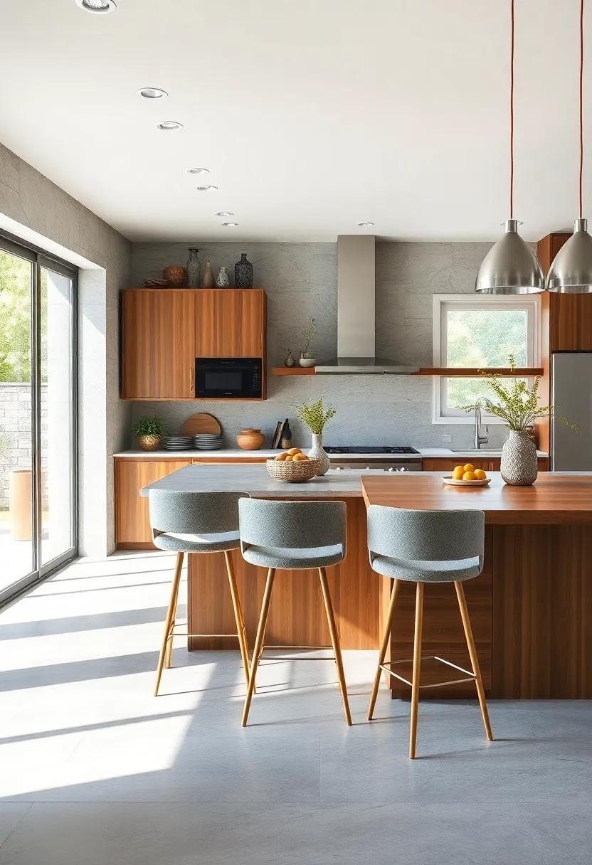 Add Sleek Bar Stools: Choose modern bar stools with clean lines and minimalist designs to complement your kitchen island or a breakfast bar