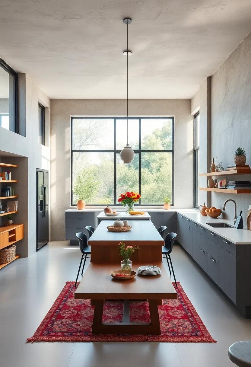 Highlight Large Windows: Maximize natural light with expansive windows or glass doors that connect the kitchen to the outdoors, fostering a sense of openness