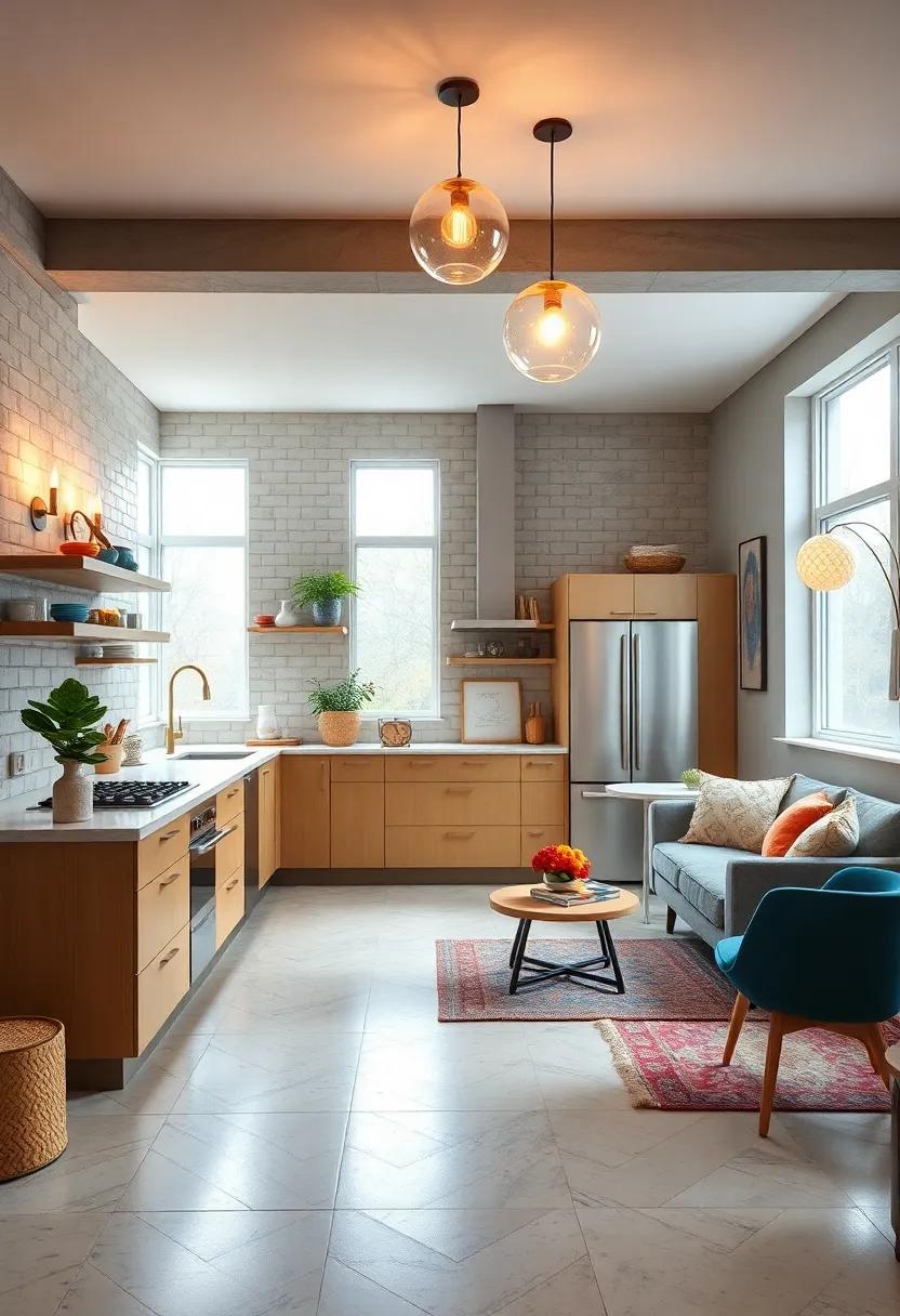 Incorporate Iconic Lighting: Install pendant lights and wall sconces that feature mid-century designs, such as starburst or globe shapes, to illuminate your kitchen