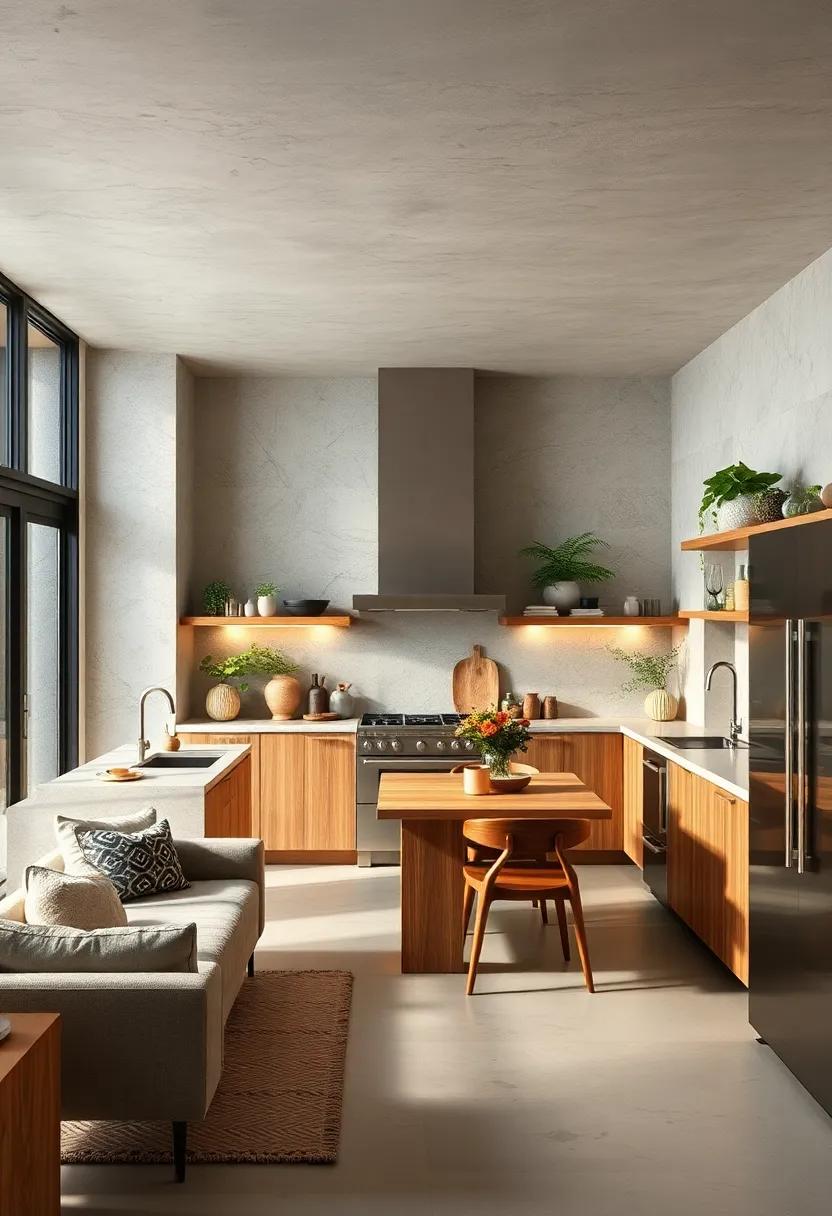 Integrate Natural Materials: Use wood, stone, and metals to maintain an organic feel, showcasing the beauty of natural textures and finishes