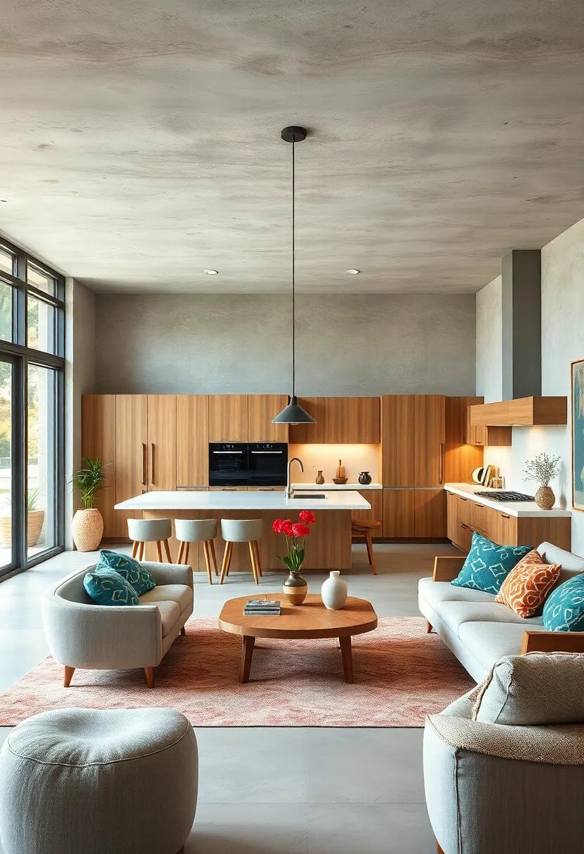 Opt for Open Spaces: Design an open kitchen layout to enhance flow and connectivity,true to the mid-century philosophy of living