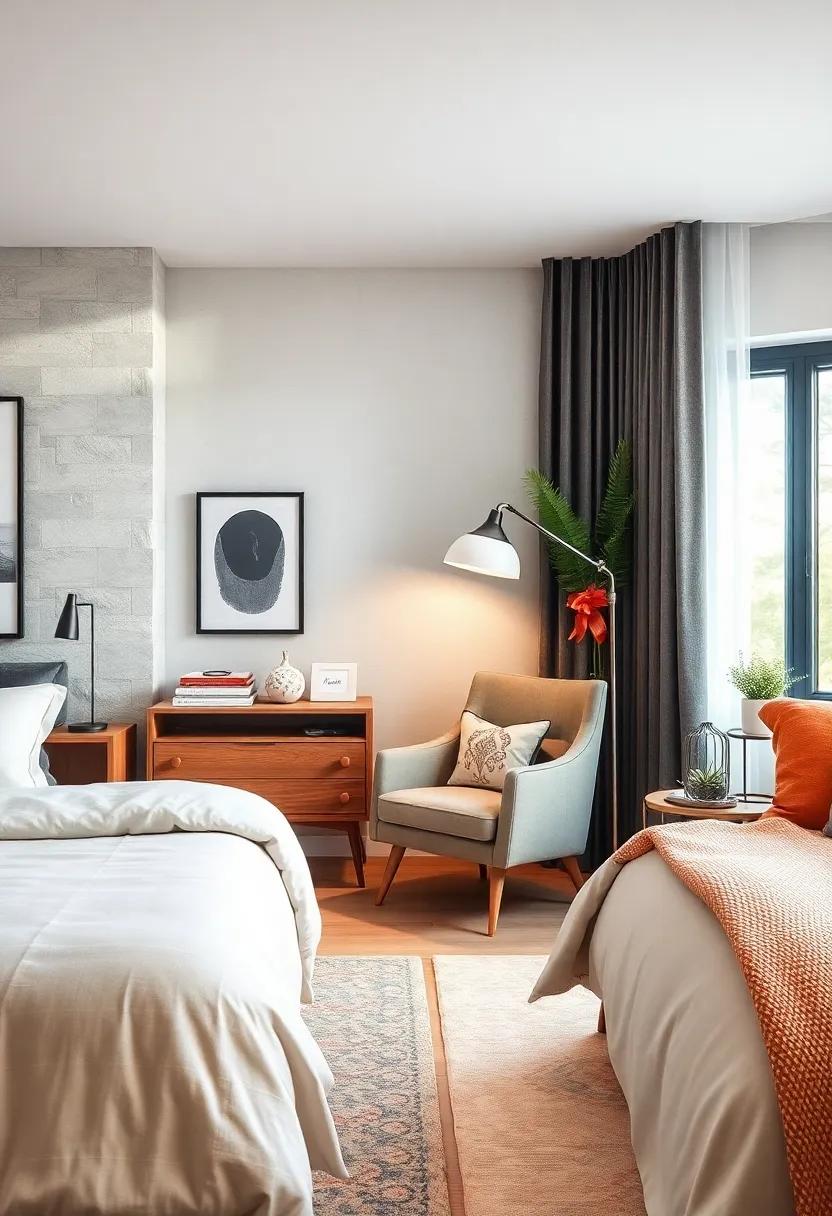 Create a Cozy Reading Nook: Dedicate a corner of your bedroom with a stylish armchair and a floor lamp, inviting you to unwind with a good book