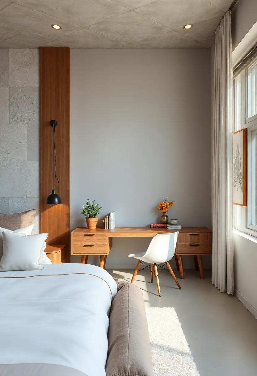 Create a Minimalist Workstation: If needed, integrate a stylish desk that embodies the minimalist ideals of mid-century modern design, keeping clutter at bay