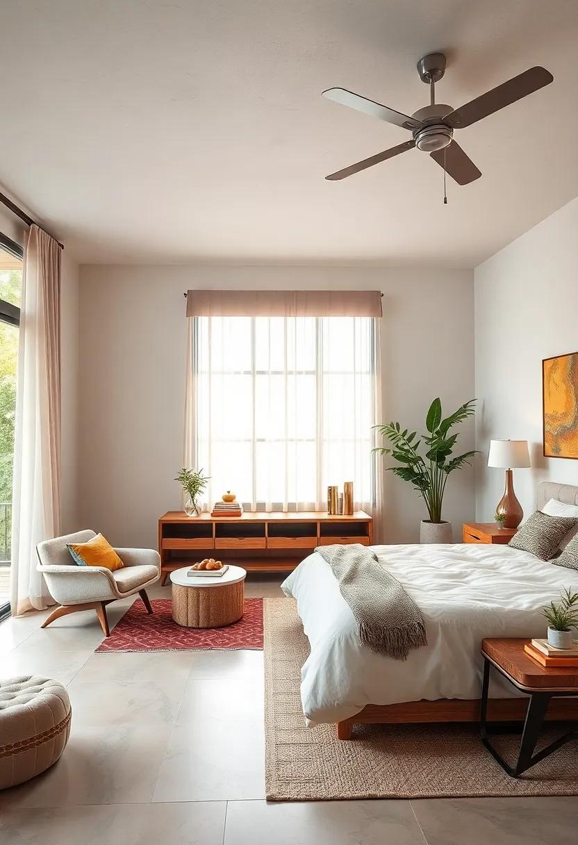 Start with a Neutral Color Palette: Embrace soft whites, warm beiges, and muted earth tones to create a calming backdrop that reflects the essence of mid-century modern design