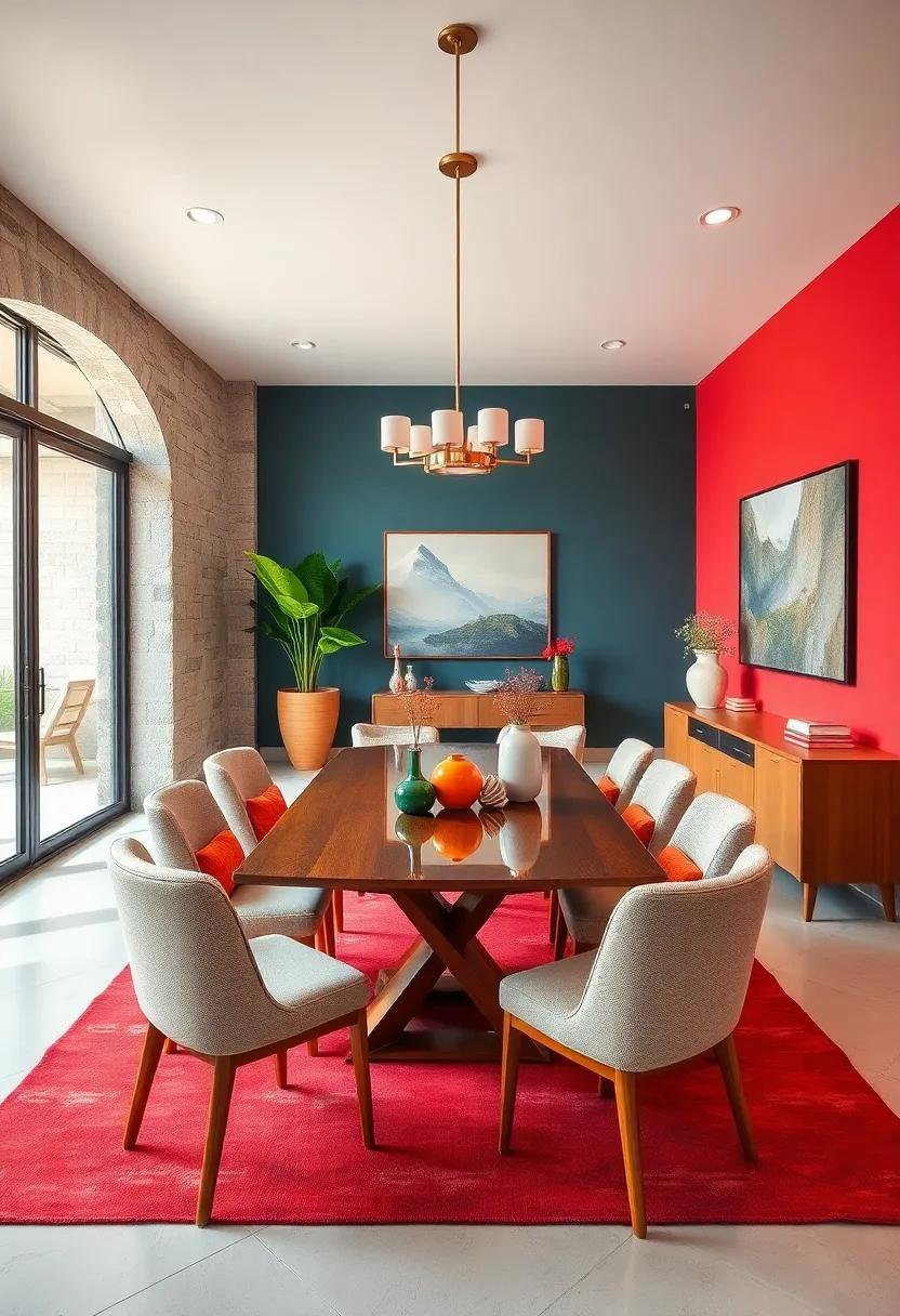 Color Blocking: Explore the⁤ eye-catching​ results of using bold color blocks ‌on walls and furniture to create a visually striking dining area