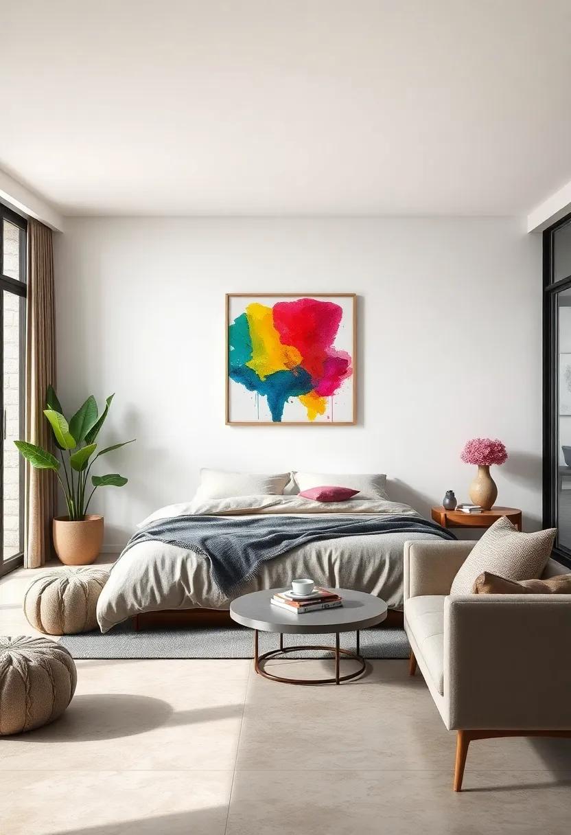 Color Pop: Choose one vibrant abstract piece as a focal⁣ point against a muted background, transforming a stark white wall into a lively ⁣yet calming feature