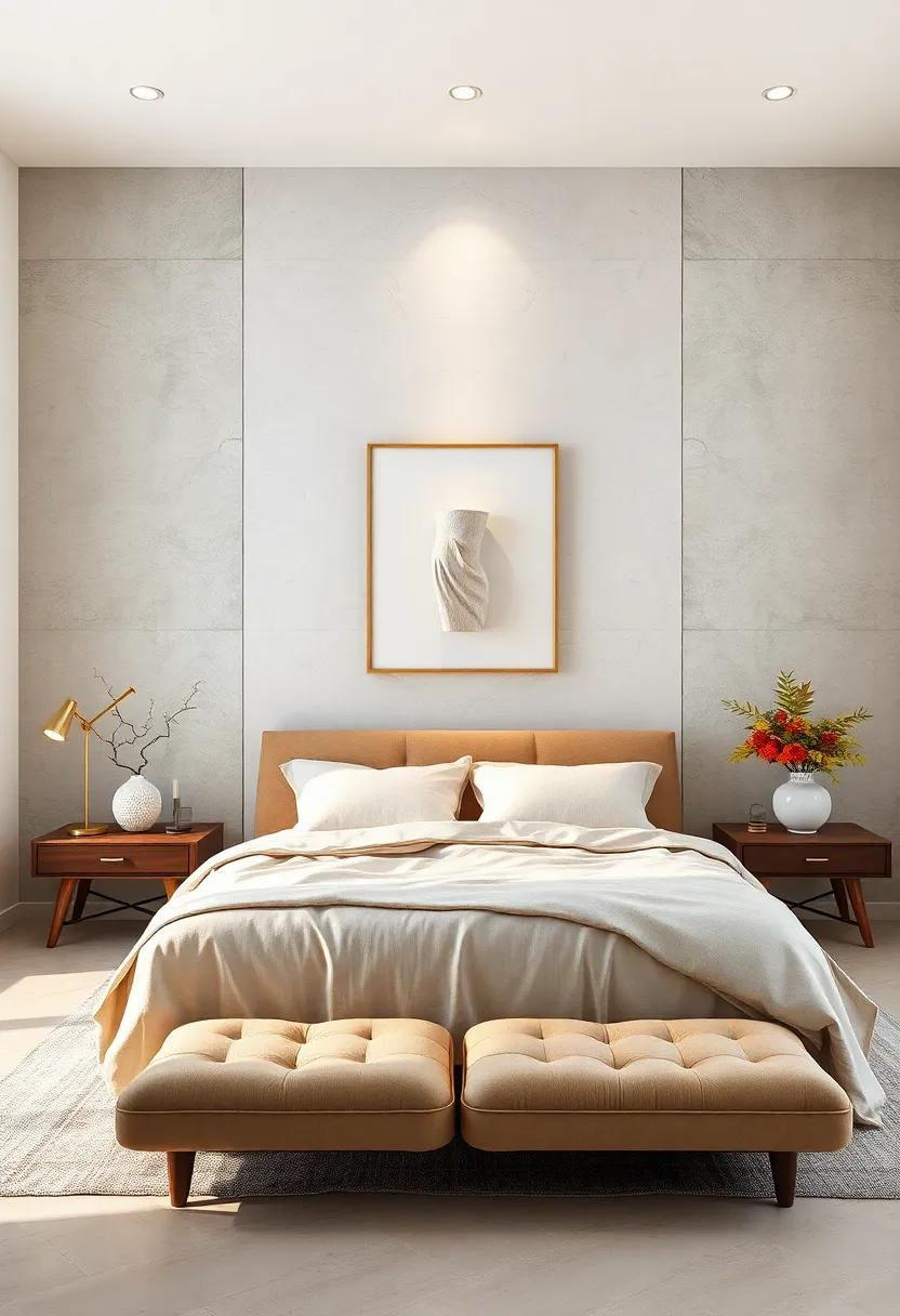 Understated Elegance: Choose⁣ a single elegant sculpture as the focal point, embodying the essence of minimalism and ⁤simplicity within ​your bedroom