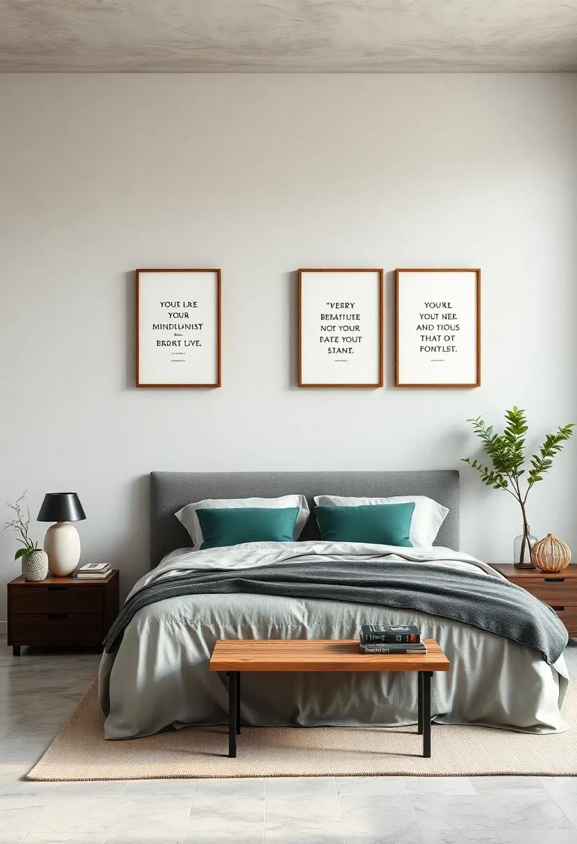Zen Quotes: Frame your favorite quotes about peace and⁣ mindfulness in minimalistic frames; art that inspires also enhances your bedroom's relaxing environment