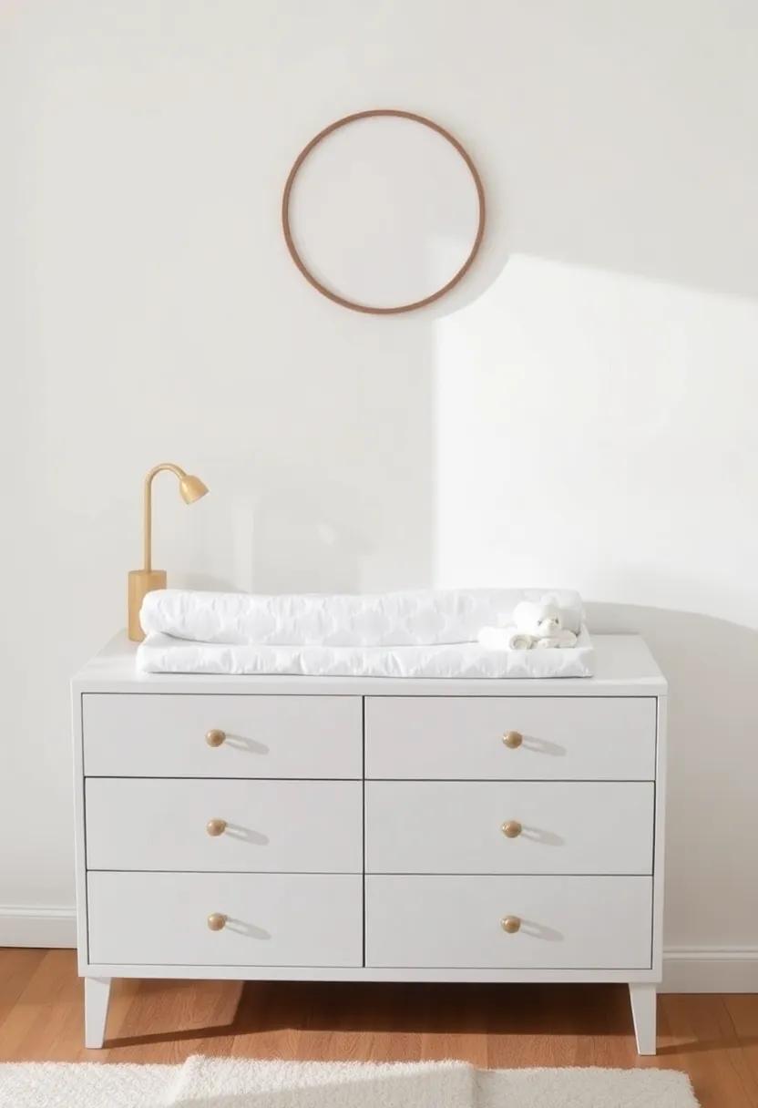 Utilize a simple, ‌streamlined ‍changing ‍mat‌ that fits neatly on top ​of the dresser for​ a cohesive look