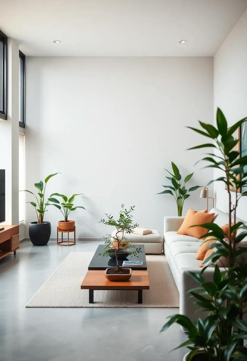 Indoor Plants: Introduce greenery with easy-care plants like bonsai or bamboo to bring life and tranquility to the space