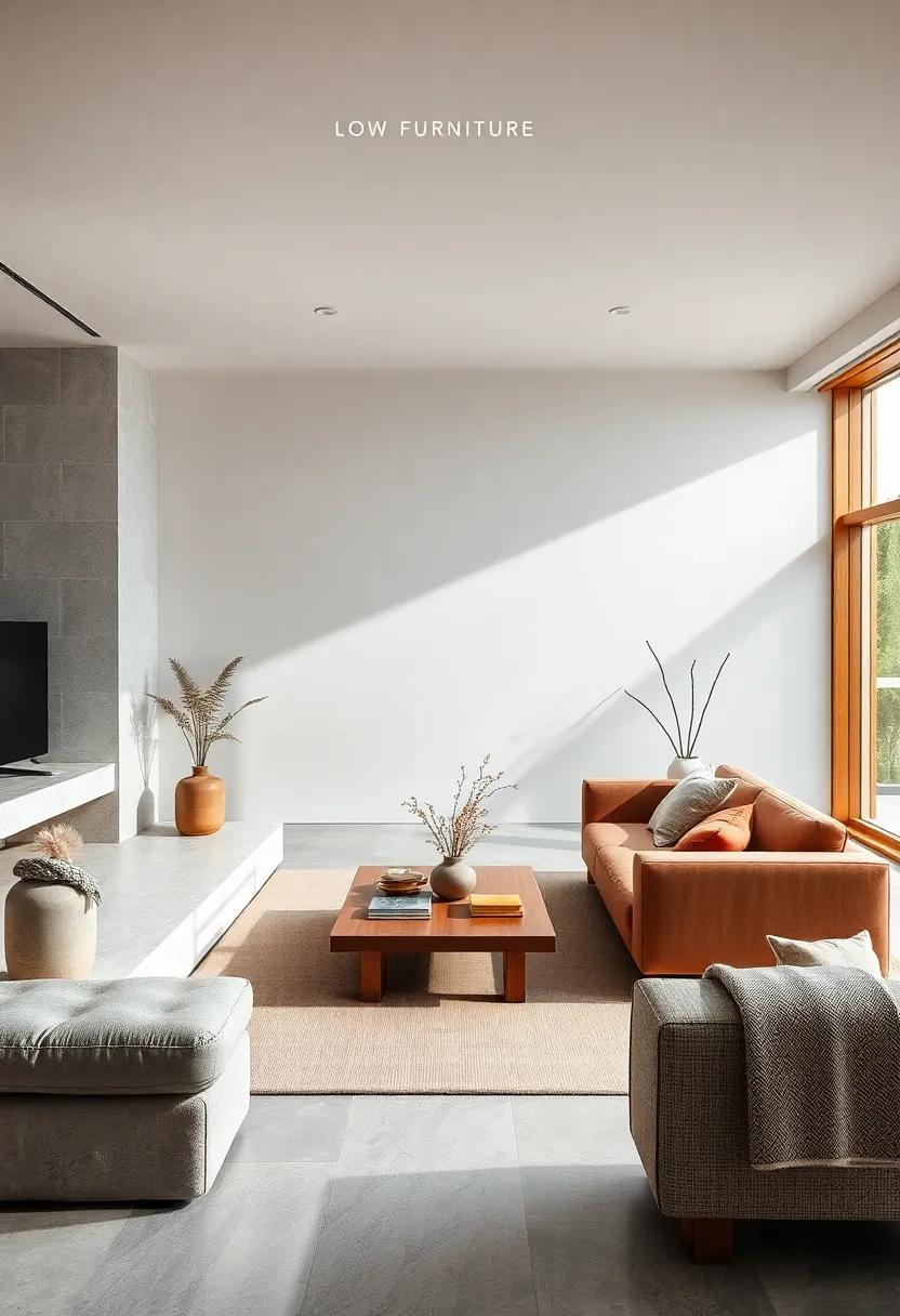 Low Furniture: Opt‌ for low-profile tables and seating to create a grounded, intimate seating arrangement