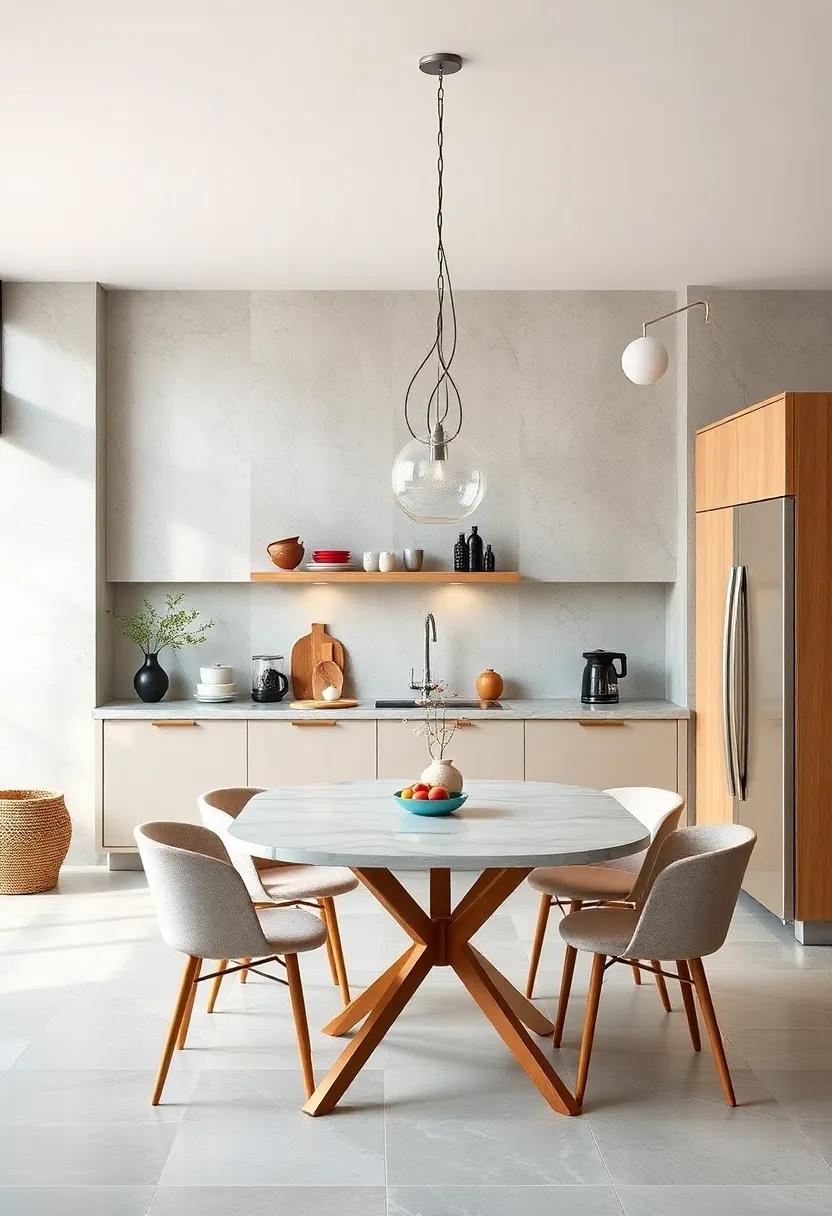 see how a contemporary kitchen employs a fold-down table that disappears into the wall,allowing for additional dining space only when needed