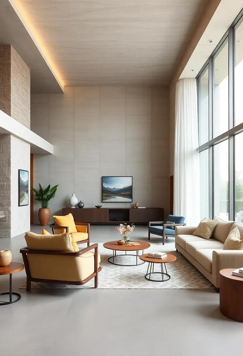 Low-Profile Seating: Choose sofas and chairs that sit low to the ground for a casual feel and to keep sightlines clear across the space