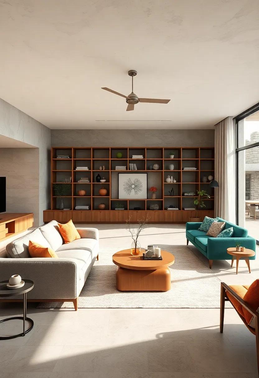 Zone Division: Use subtle dividers like open shelving to delineate spaces, ensuring functionality while preserving the open concept