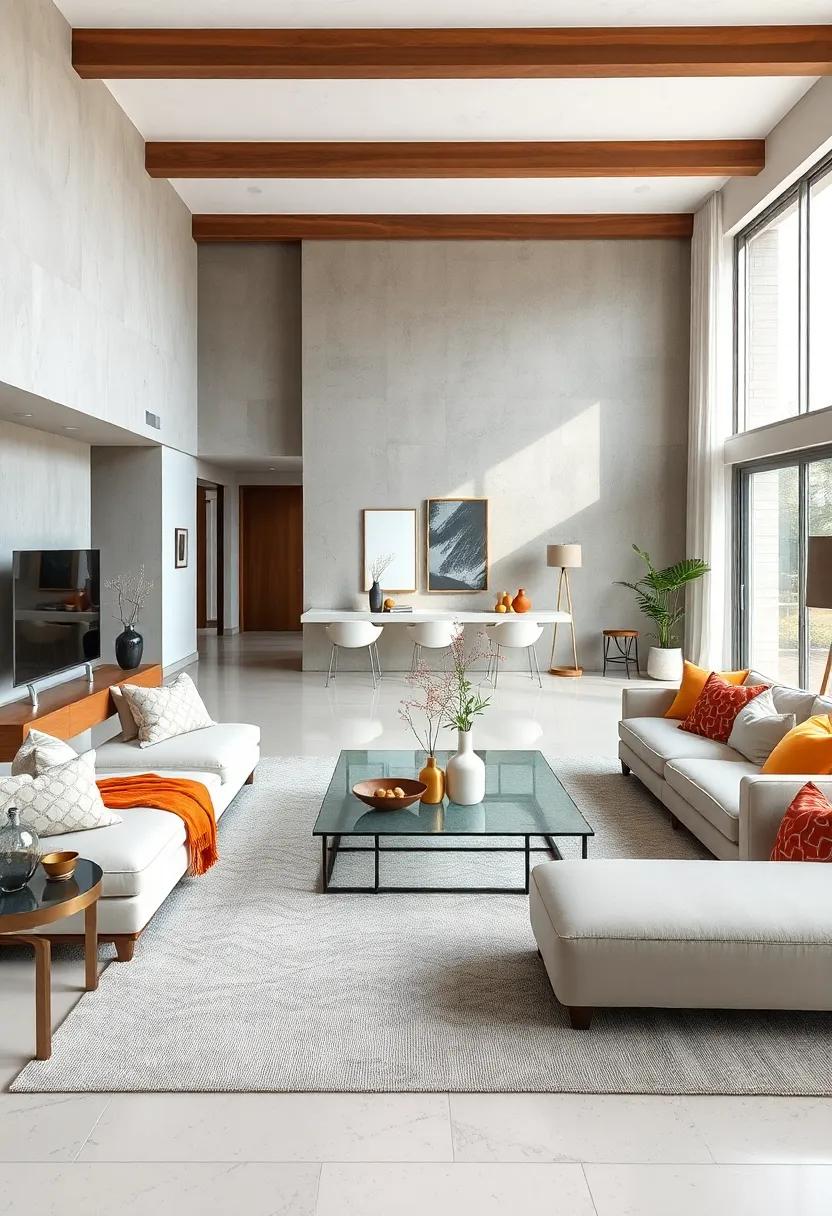 Glass Accents: Incorporate glass coffee tables or decor pieces to maintain an airy feel, allowing the room to breathe