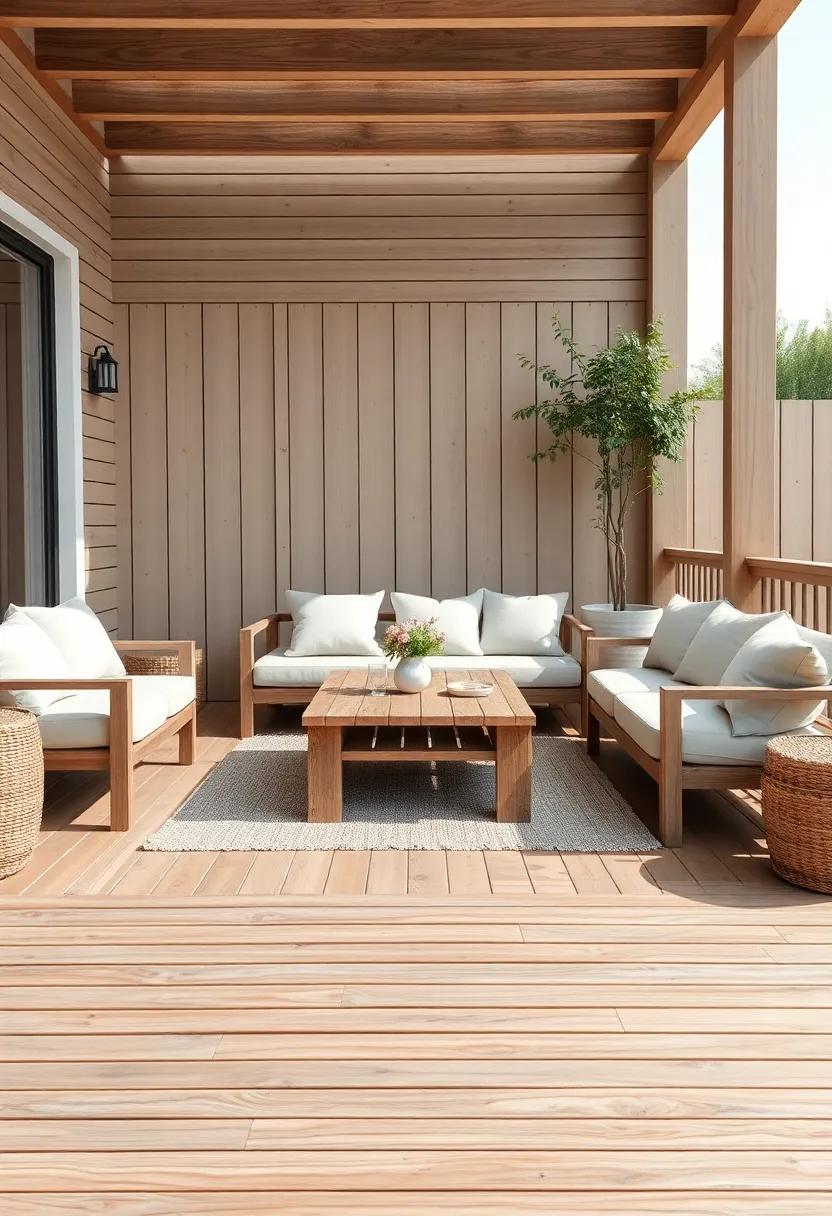 A contemporary patio showcases a low-profile sectional sofa upholstered in durable fabric, creating a chic yet comfortable place for outdoor lounging