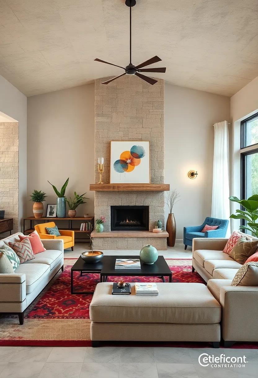 Feature a Focal Point: Create⁤ a ⁤focal point⁢ that embodies a mix of styles—like a ⁢unique ‍fireplace or an artistic installation