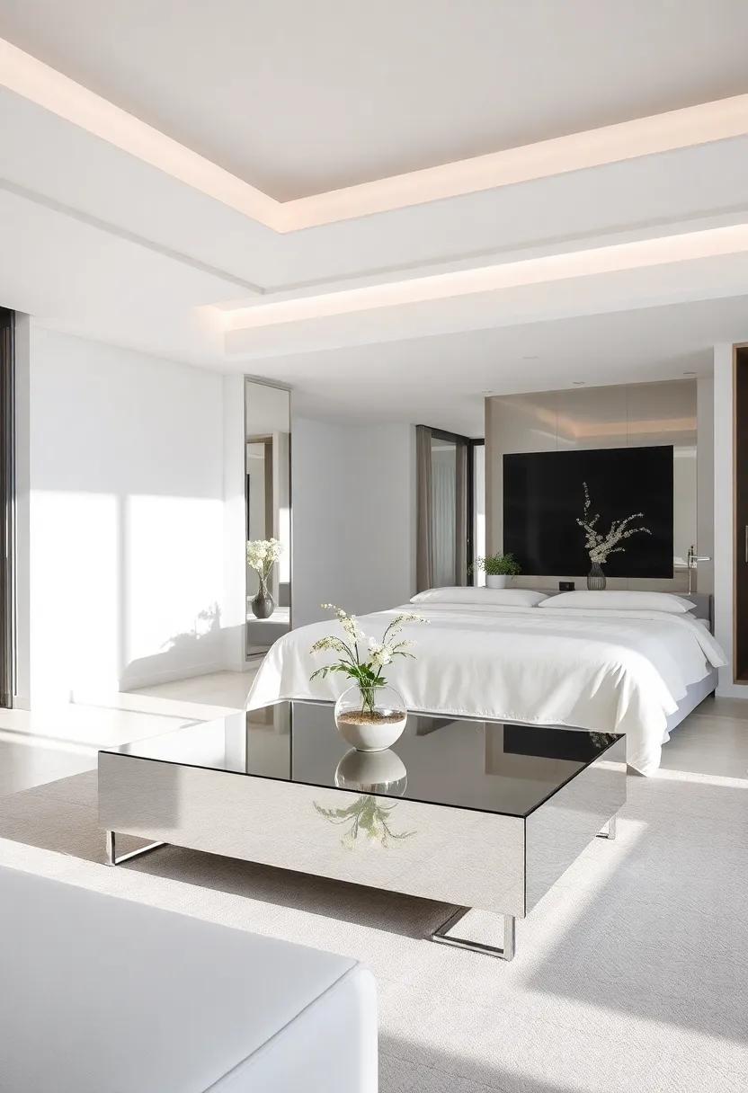 Use a Mirrored Coffee‍ Table: If your bedroom has a ‌lounge‌ area, a mirrored coffee table can serve as a stunning centerpiece that ties the room together