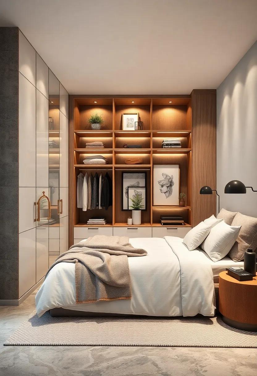 Artistic Displays: Use shelves within your wardrobe to hold decorative items or art, merging functionality with artistic expression