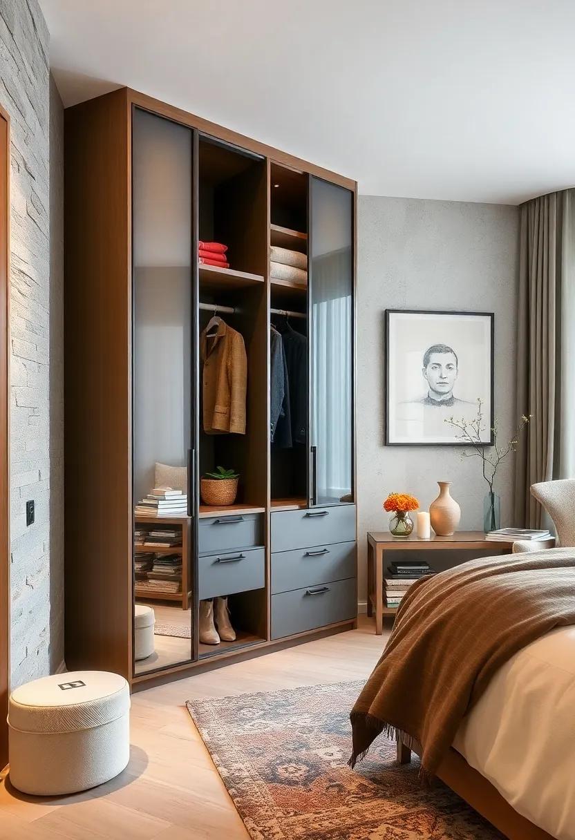Chic and Compact: Consider a wardrobe that incorporates both hanging space and drawers in a compact design,perfect for smaller bedrooms