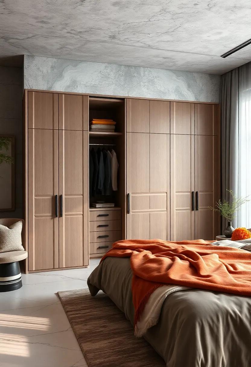 luxurious Fabrics: Use upholstered wardrobes with rich textiles to introduce an element of luxury and comfort into your bedroom