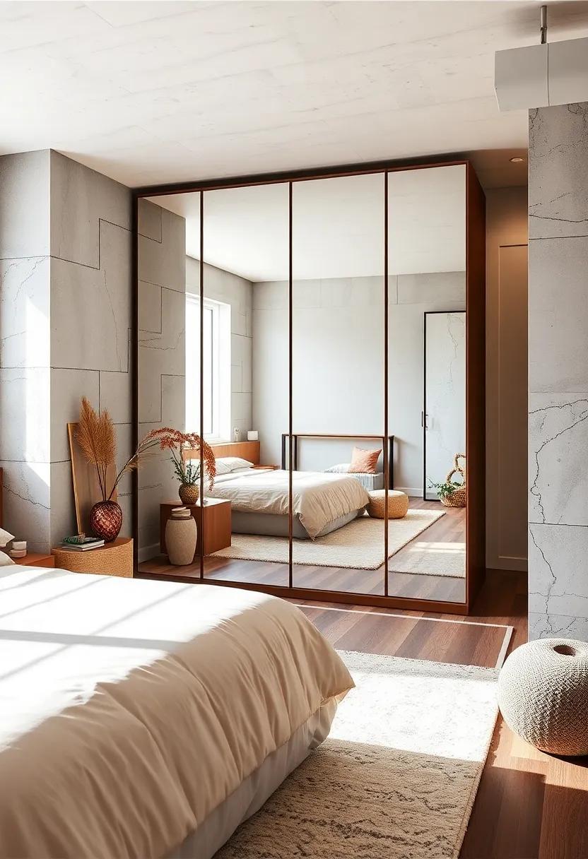 Mirrors for Days: Choose a mirrored wardrobe to add depth and brightness to the room while serving as a chic dressing mirror
