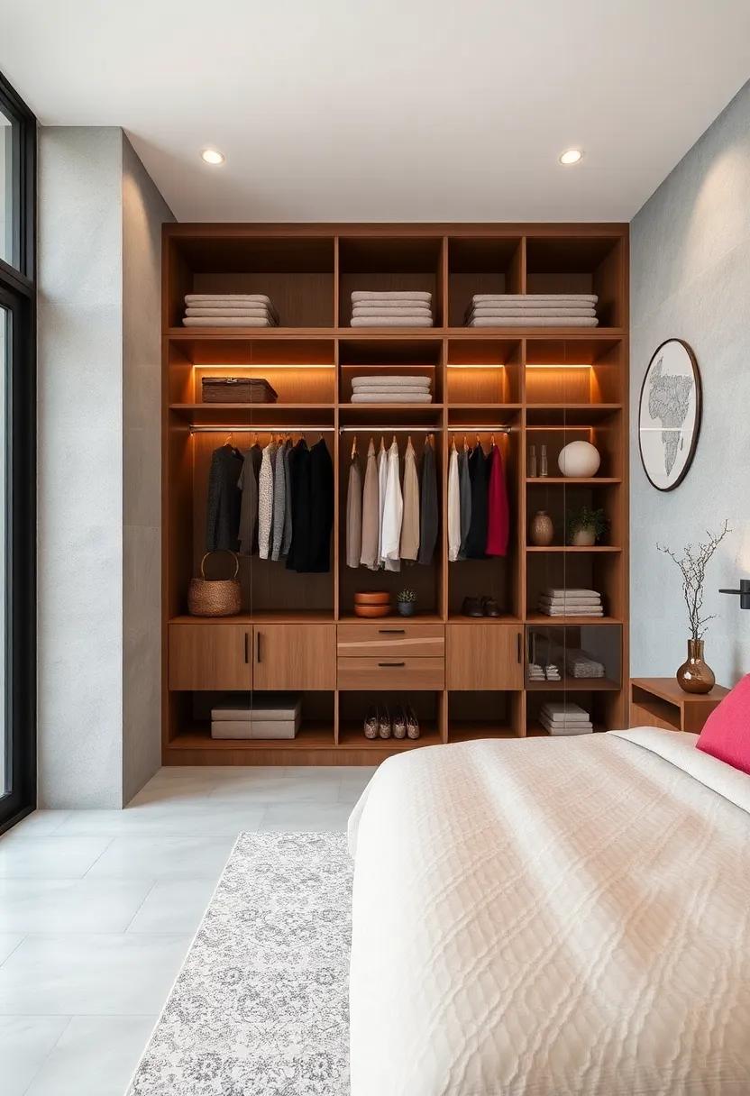 Textured Layers: Incorporate a wardrobe that features a mix of textures—smooth wood paired with rough textiles for an inviting feel