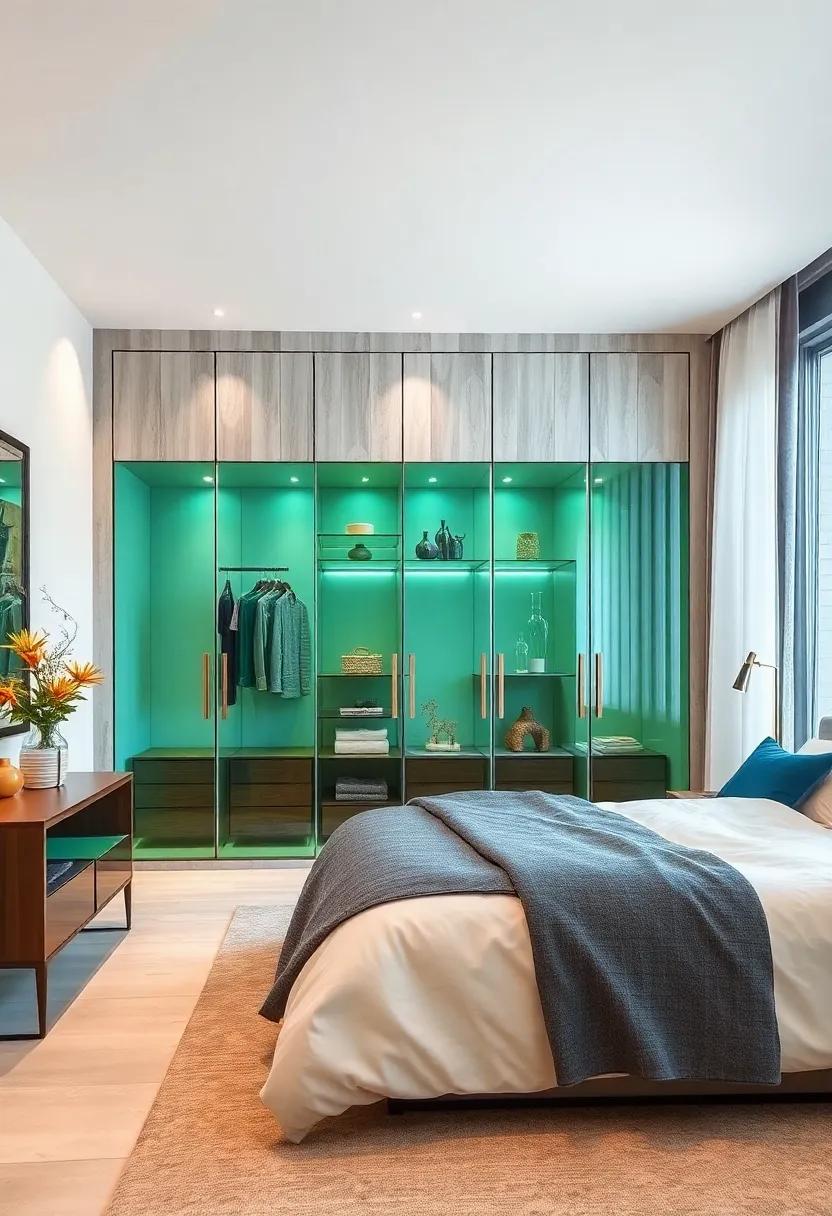 Transparent Appeal: Choose glass-fronted wardrobes to create an illusion of space and provide an elegant way to display your clothing