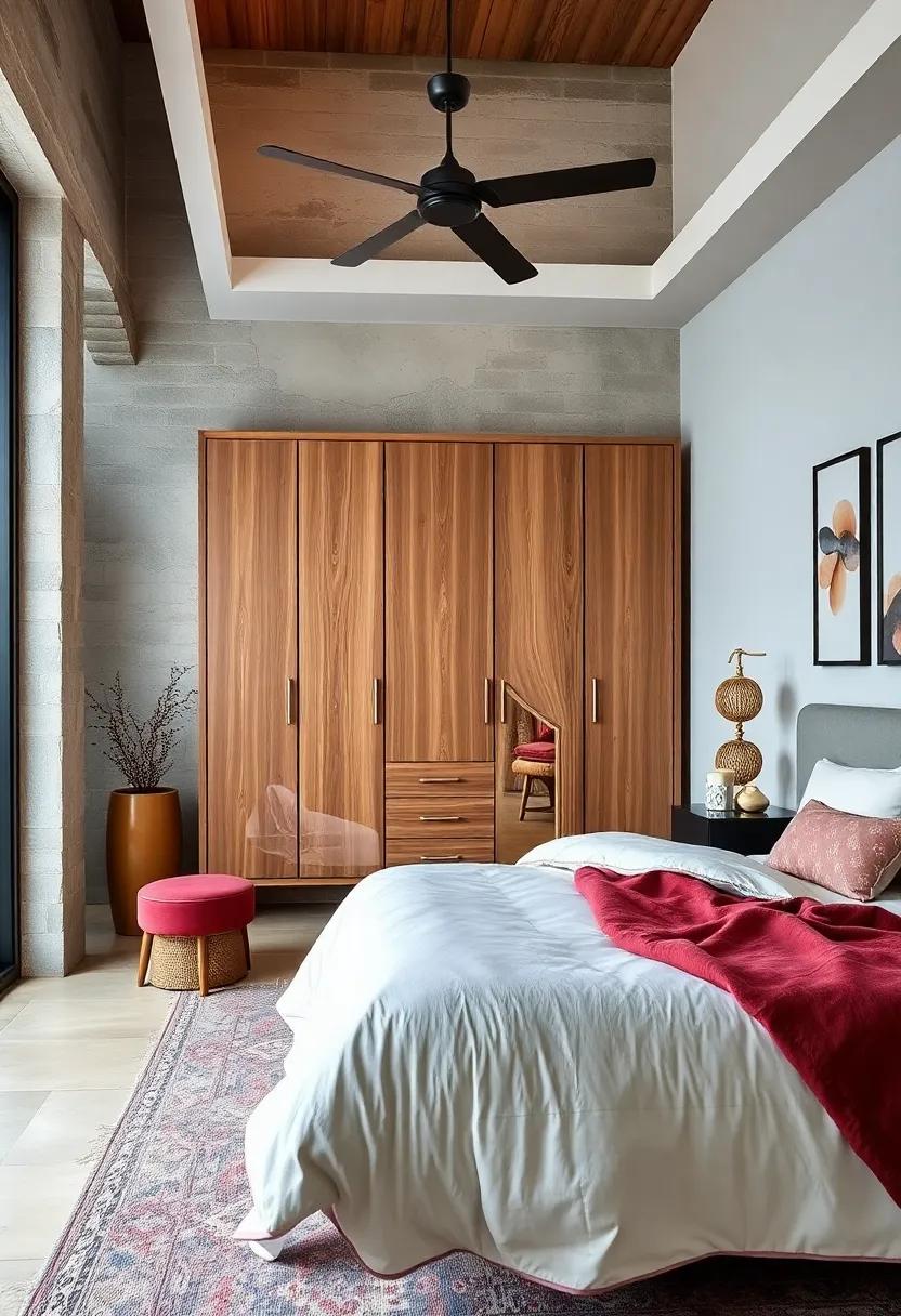 Vintage Charm: Incorporate retro cabinets or armoires that deliver both functionality and nostalgia, enhancing the warmth of your bedroom