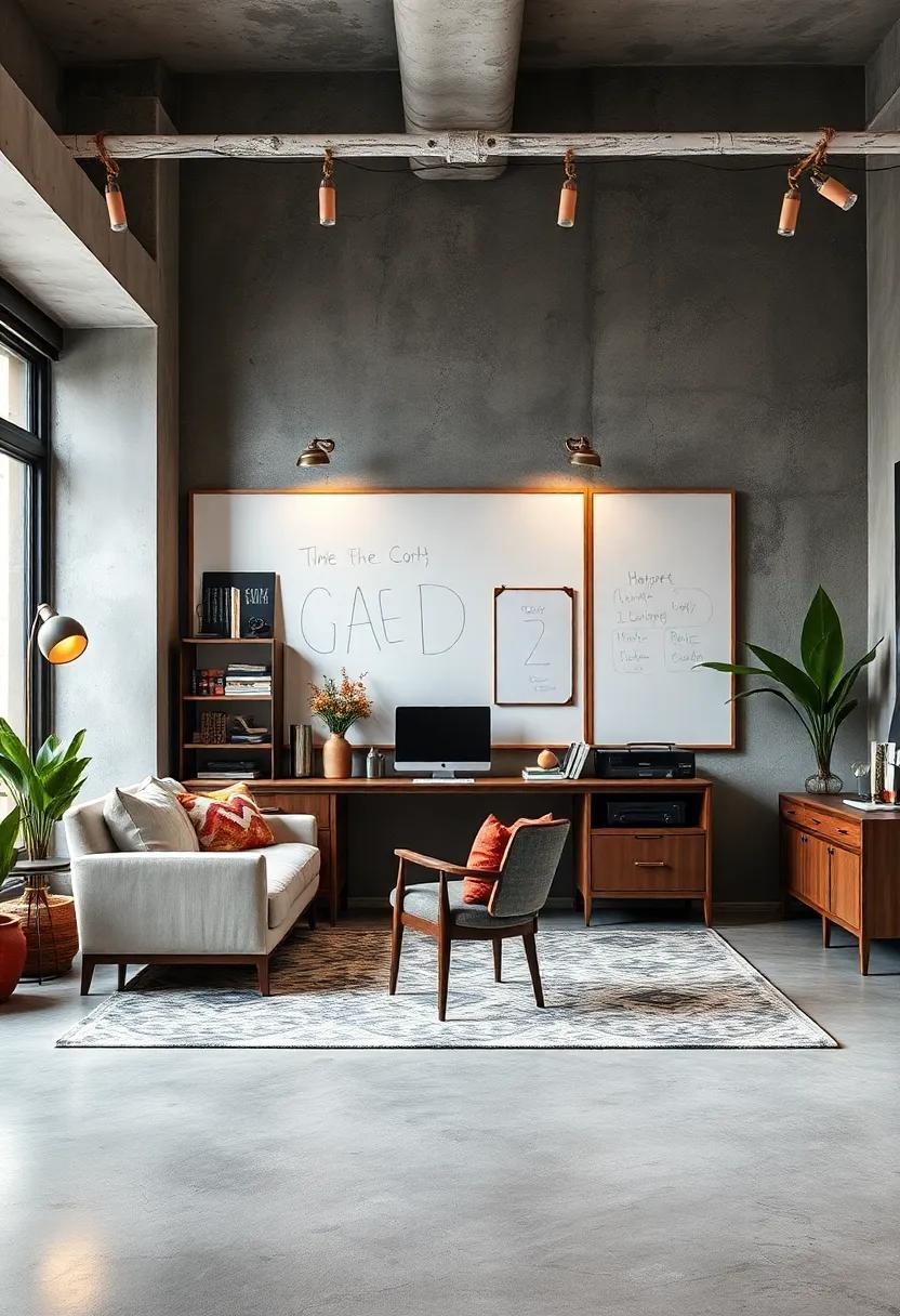 Incorporate a Whiteboard or Chalkboard: Use these versatile surfaces for brainstorming, jotting down ideas, and tracking goals in a creative manner