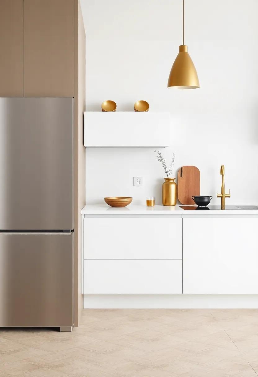 Accessorize with brass Utensils: Choose brass kitchen ​utensils or serving dishes to bring practicality and style to your kitchen space