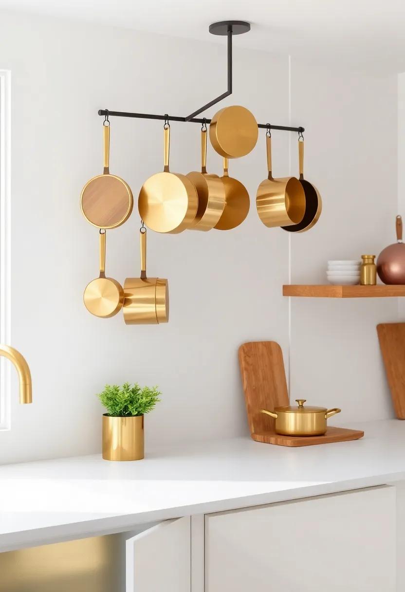 Incorporate Brass Cookware: Display⁤ brass or brass-colored cookware as decorative elements when‌ hanging pots and pans from a rack