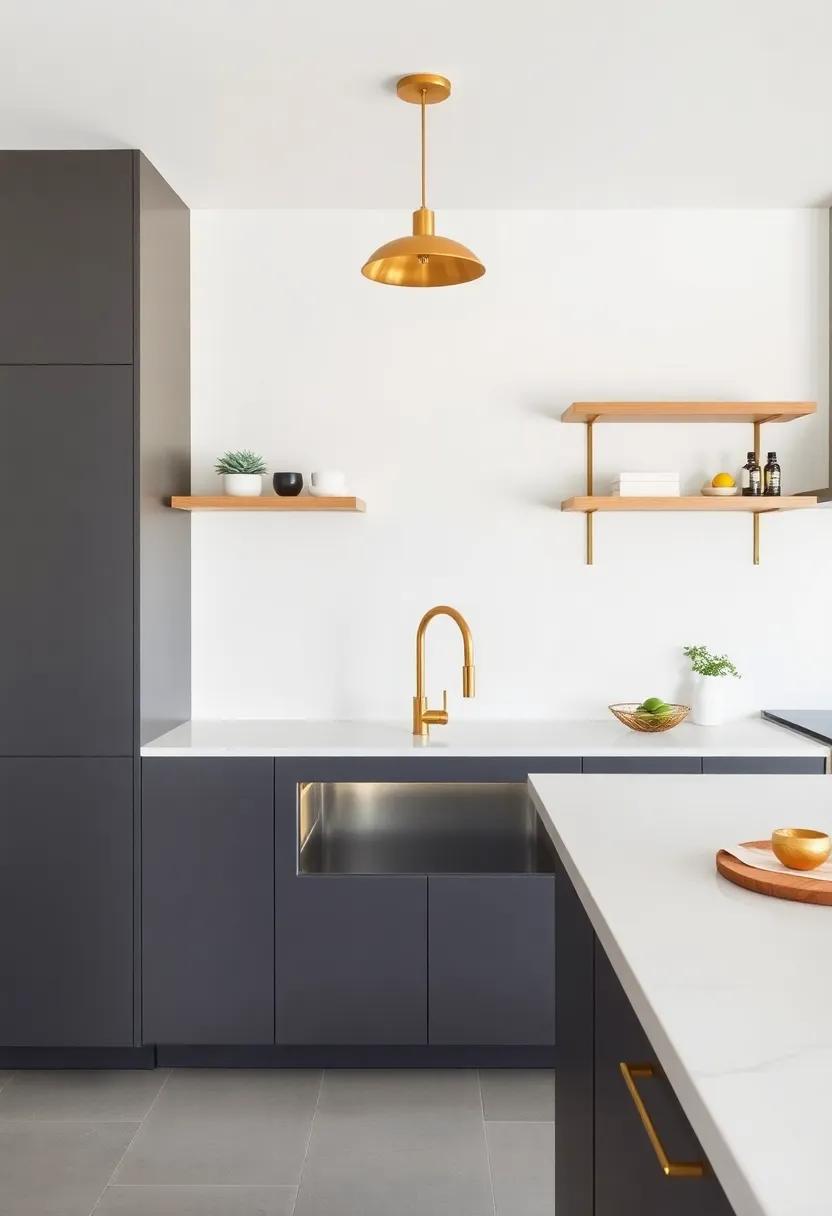 Opt for a Brass Sink: A shiny brass sink becomes a stunning focal point and conversation starter, ‍adding a touch of luxury