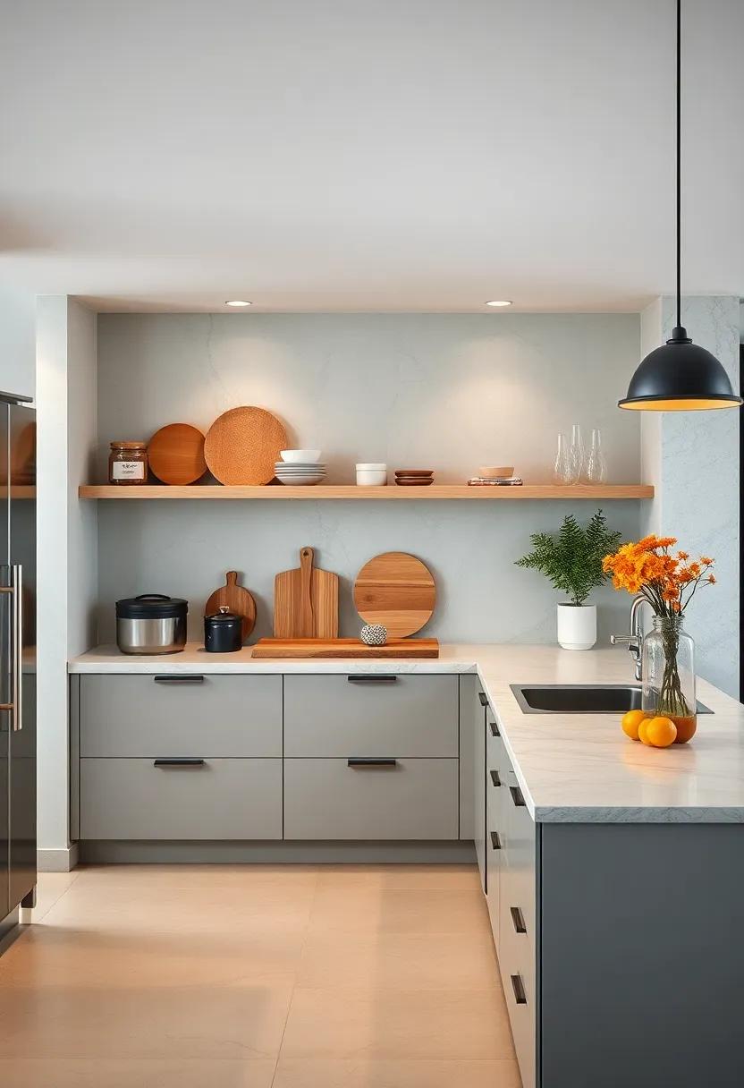 Functional Accessories: Use tools that serve a purpose and look good doing it, like elegant cutting boards and chic canisters