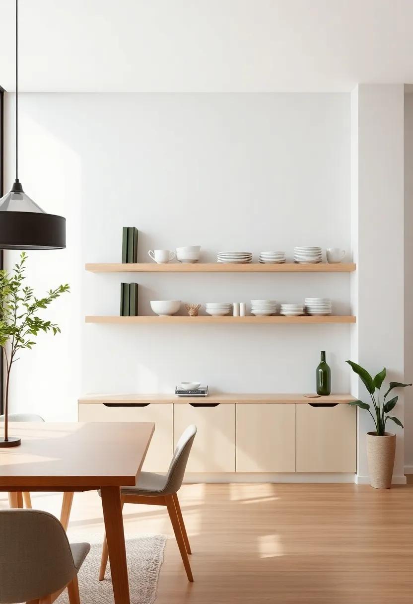Family-Friendly Style: Design floating shelves at kid-friendly heights to display non-breakable dishware and lead little ones to appreciate dining aesthetics