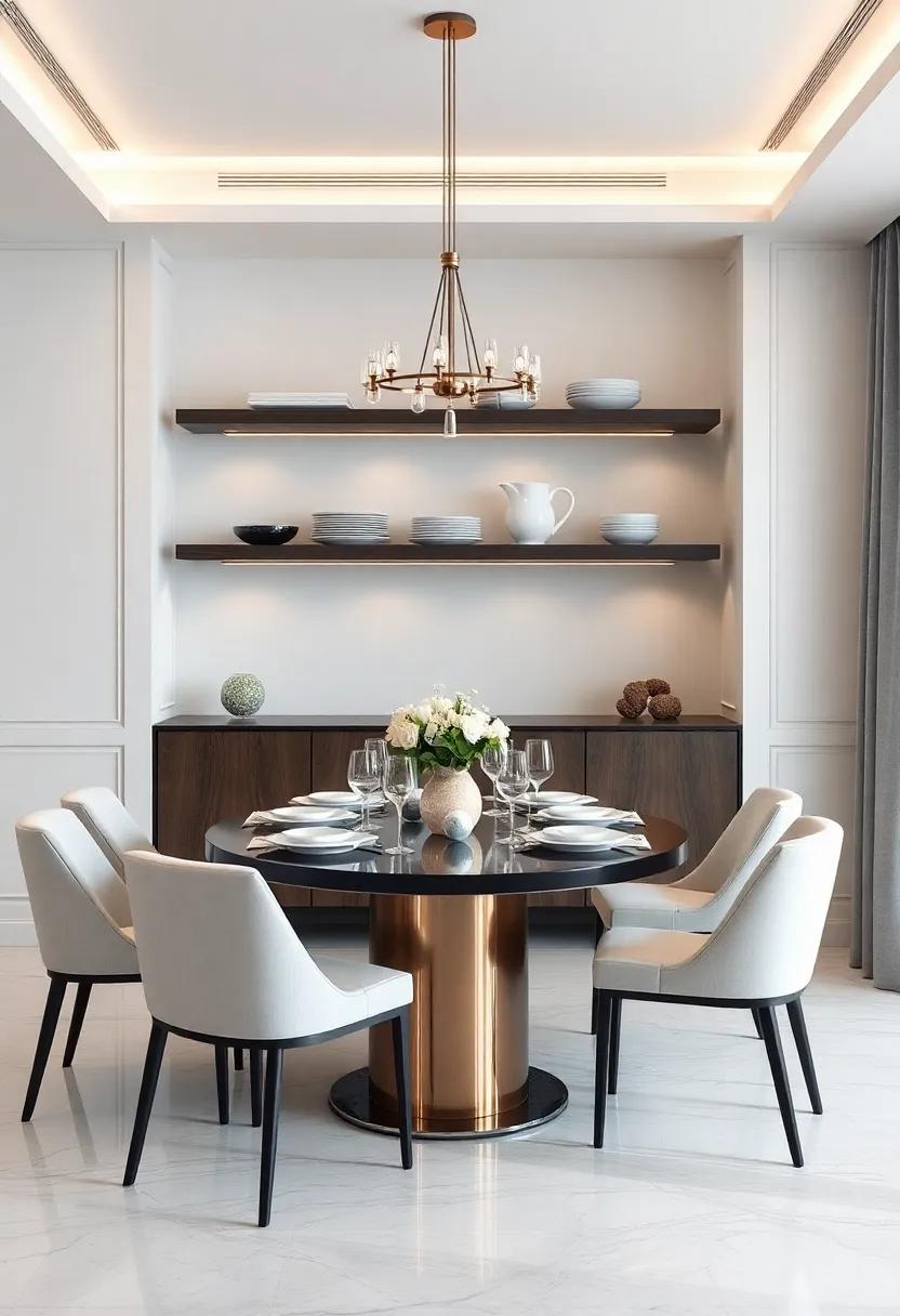 Elegant Dining Experience: Arrange elegant table settings on floating shelves, showcasing your finest linens and dinnerware as part of your decor